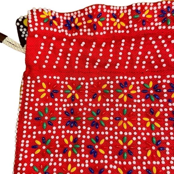 50s/ 60s reversible Multi-Colored Beaded Drawstring purse bag Hong Kong - Picture 8 of 8
